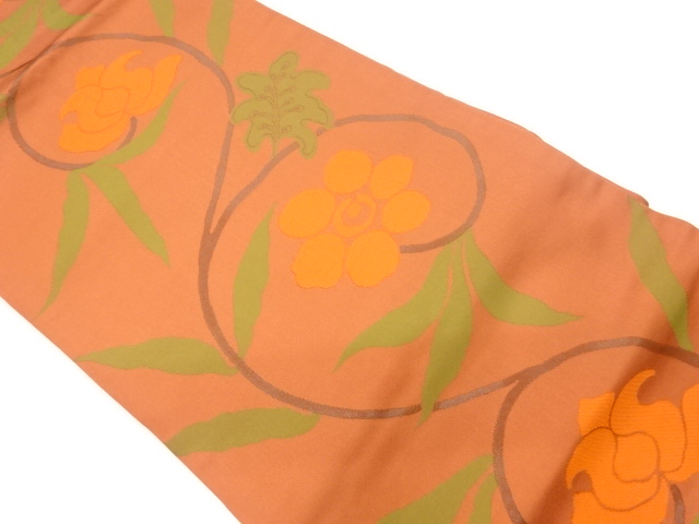 リサイクル　花唐草模様織出し名古屋帯